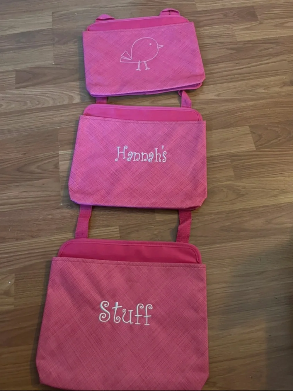 thirty-one Pink Hanging Kids Organizer with Bird and Name Panels
